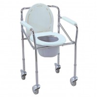 Commode Adjustable Mobile Foldable Chrome Steel